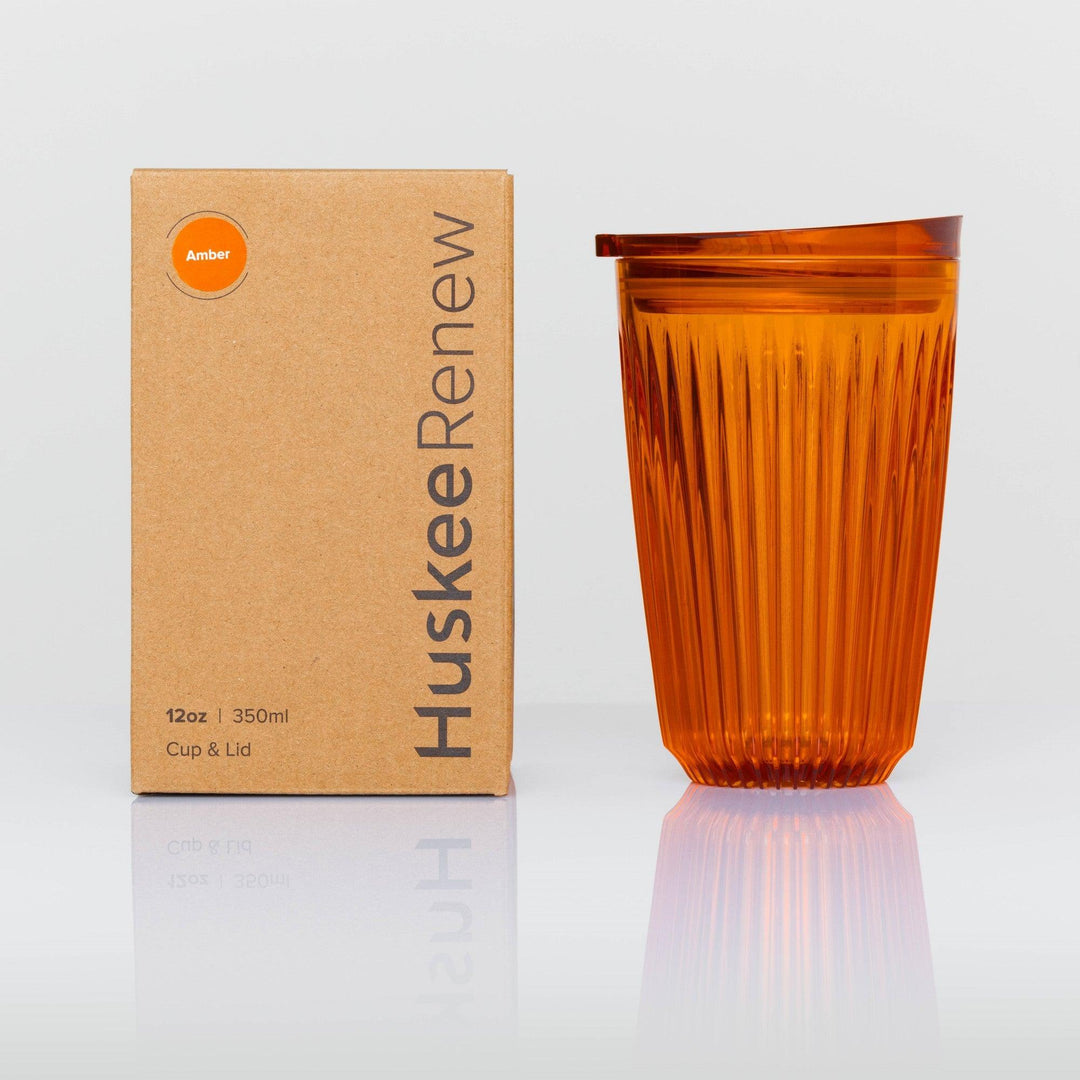 Amber 12oz HuskeeRenew cup and lid