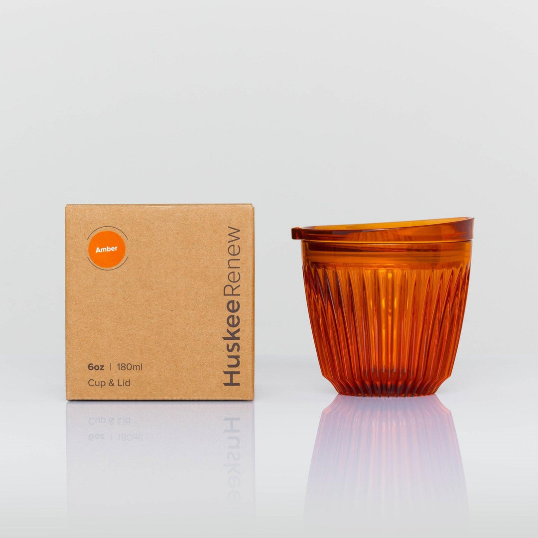 Amber 6oz HuskeeRenew cup and lid