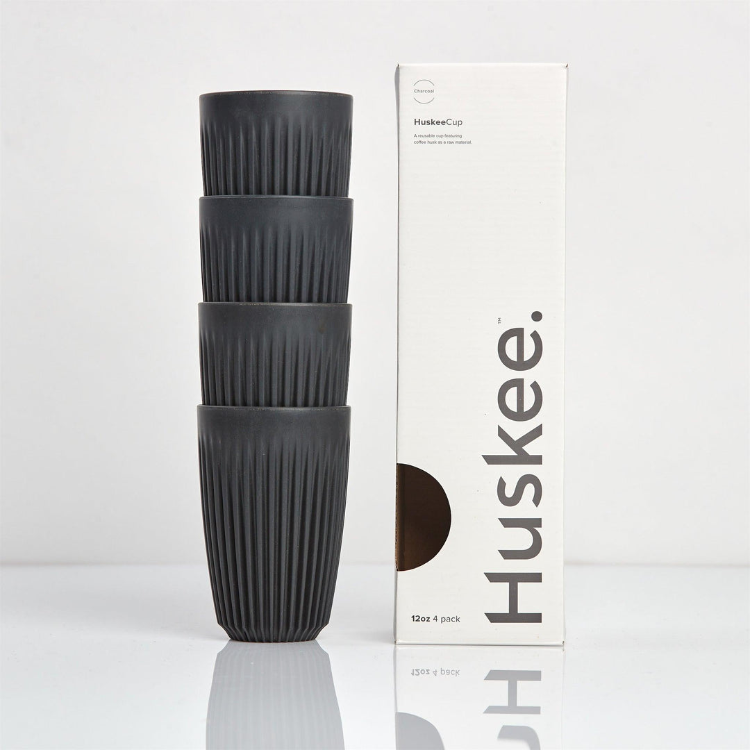 Charcoal 12oz HuskeeCup 4 pack with box