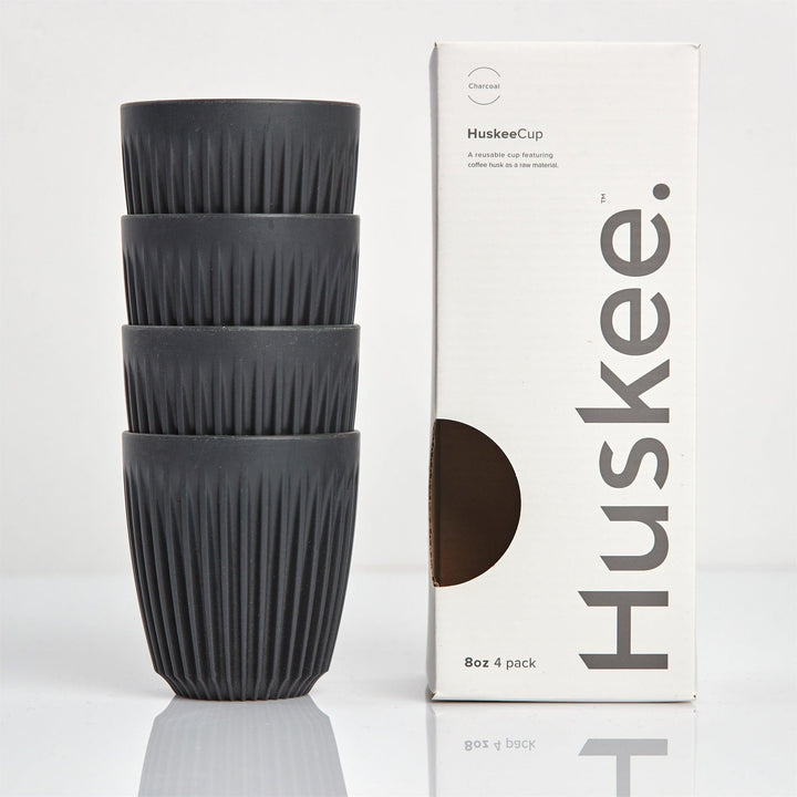Charcoal 8oz HuskeeCup 4 pack with box