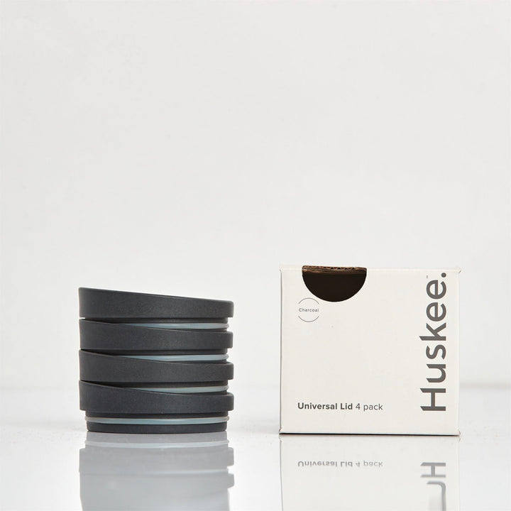 Charcoal universal HuskeeCup lids, 4 pack