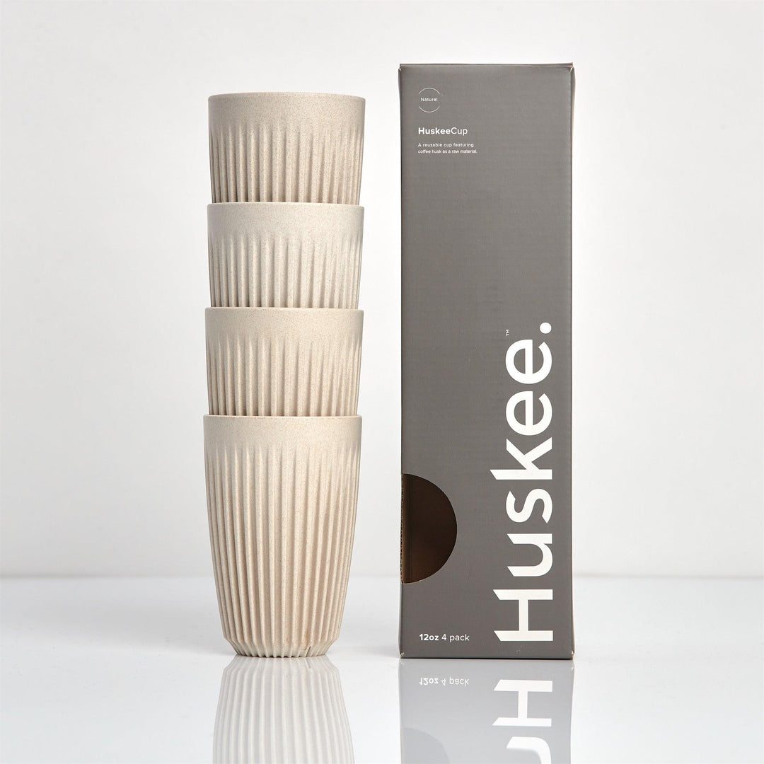 Natural 12oz HuskeeCup 4 pack with box